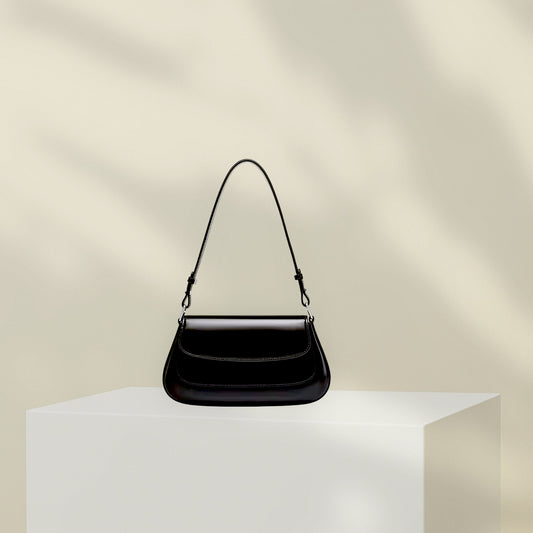 Balora Sleek Shoulder Bag – Glossy Finish, Parisian Edge